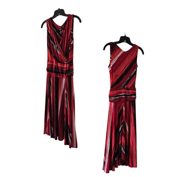 Alyn Paige Wrap Dress V-Neck Surplice Wrap Midi Dress | EUC | S | Red BlacK WHT - Picture 4 of 9